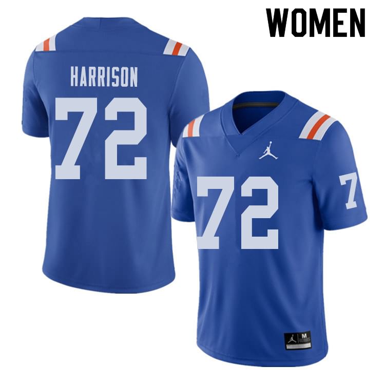 Women's NCAA Florida Gators Jonotthan Harrison #72 Stitched Authentic Alternate Jordan Brand Royal Throwback College Football Jersey BYQ8665NL